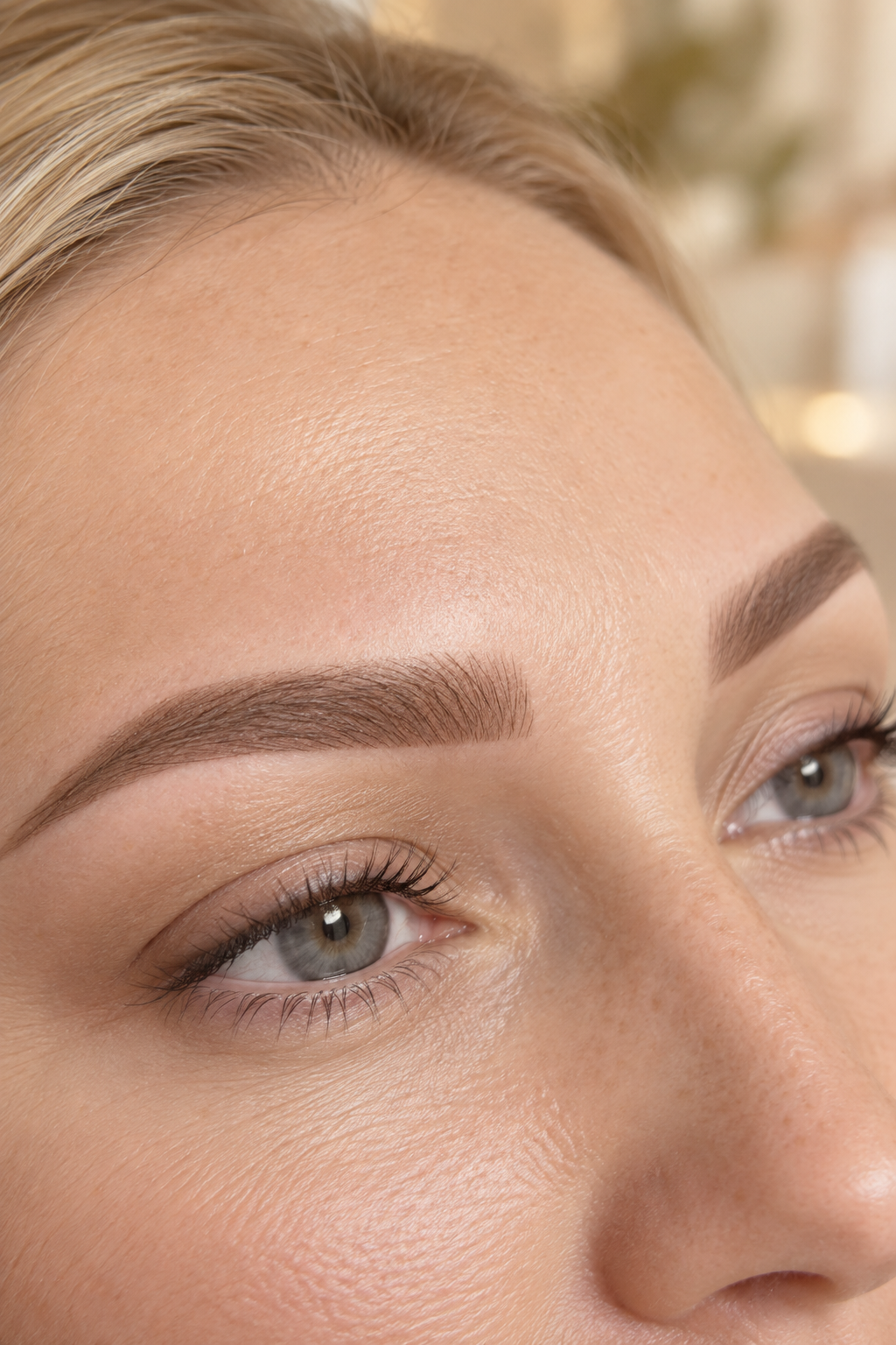 Sourcils naturellement dessinés avec un effet poudré